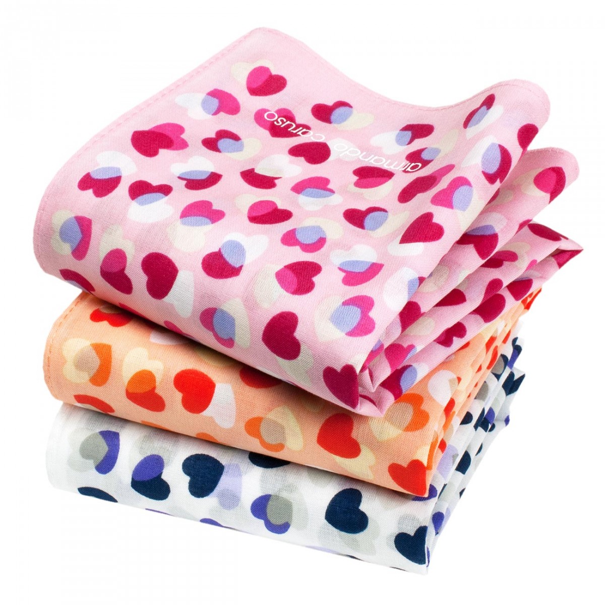 6 Mouchoirs Tissu Cœur 100% Coton Merrysquare - Taille 35x35cm Lavable Écologique
